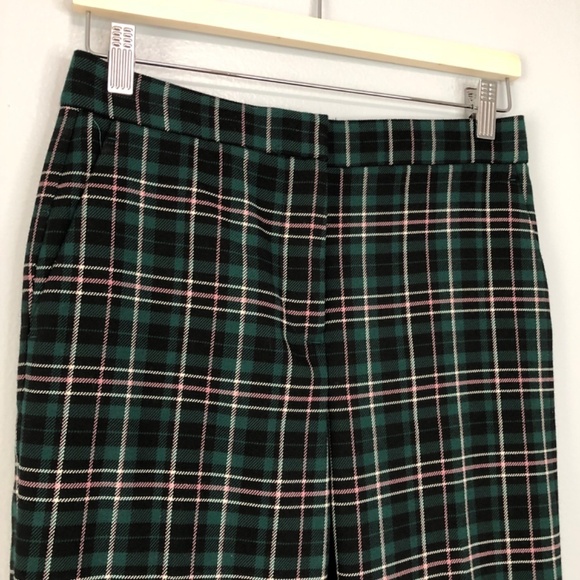 Ann Taylor Green Pink Plaid High Waist Ankle Pants 0 Petite - Picture 15 of 15